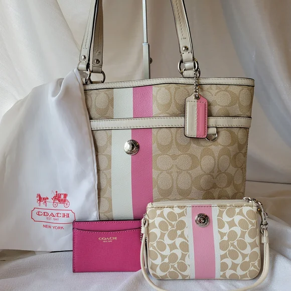 Coach Chelsea Heritage Tote with Matching Wristlet & Card Holder - Picture 2 of 15